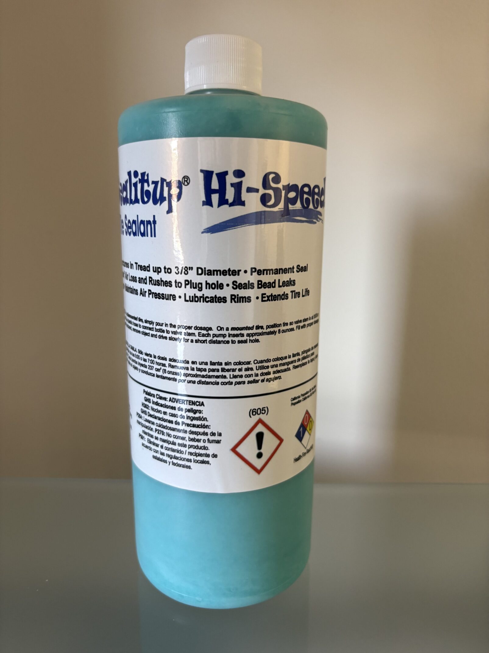 Teal bottle of Hi-Speed sealant