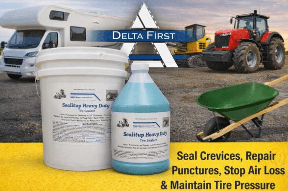 Heavy-duty tire sealant with tractors and RV